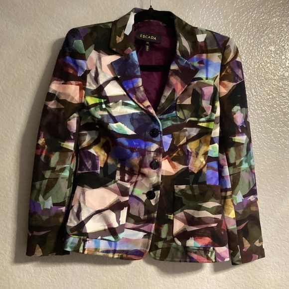 Escada Jackets & Blazers - ESCADA Jacket Multi Colored (black, blue, white, green, yellow, purple) size 34